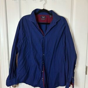 Original Penguin Men's Navy and Red Button-Down Shirt